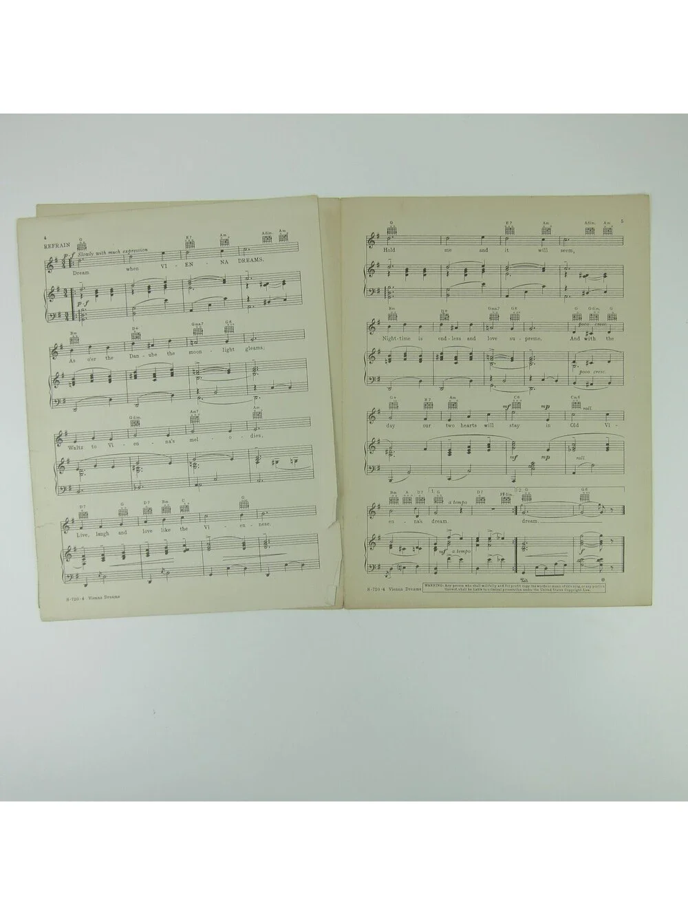 Sheet Music Vienna Dreams Kitty Carlisle Irving Caesar Sieczynski Vintage 1937